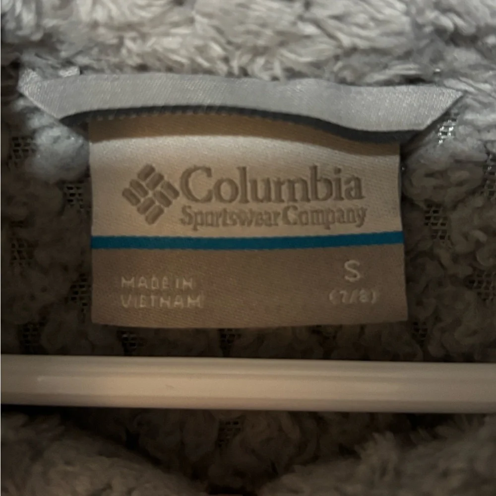 Columbia girls’ fire side sherpa full-zip coat grey/pink size small 7/8
